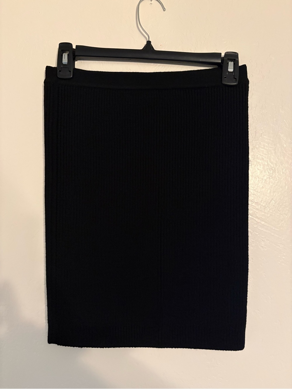 Rick Owens Black Ribbed Knit Stretch Pull-On Pencil Skirt Women's M